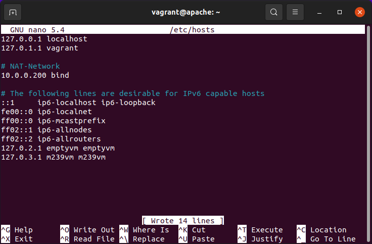 Bild Host-Datei Config VM1