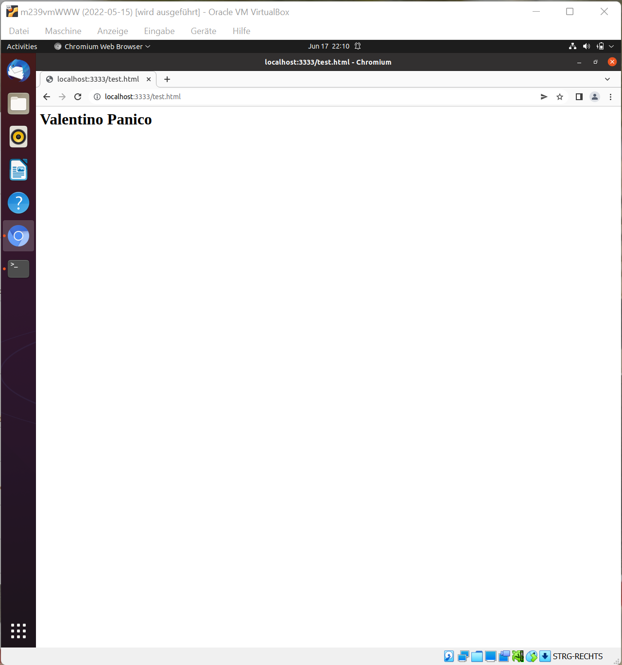 Webseitenaufruf webservertest Container test.html