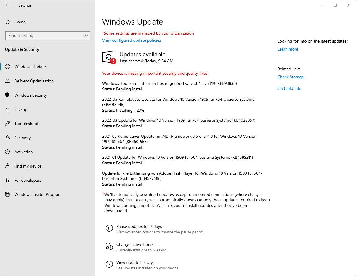WSUS Client Updates suchen