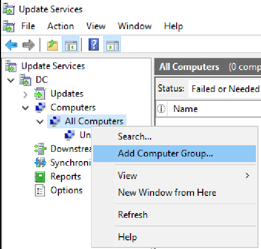 WSUS Computergruppe erstellen